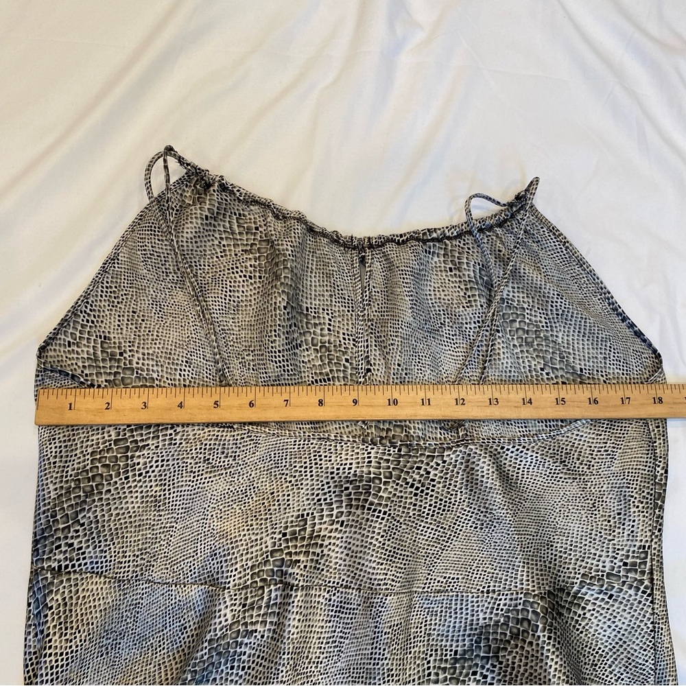 Vintage 90s Silver Snake Print Sleeveless Mini Slip Dress Intimates, Goth Grunge - Picture 8 of 9